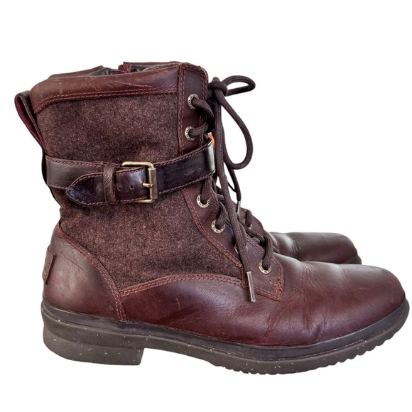 UGG Kesey Chestnut Lace Up Wool Lined Waterproof Boots Sz 7.5 - Picture 6 of 16